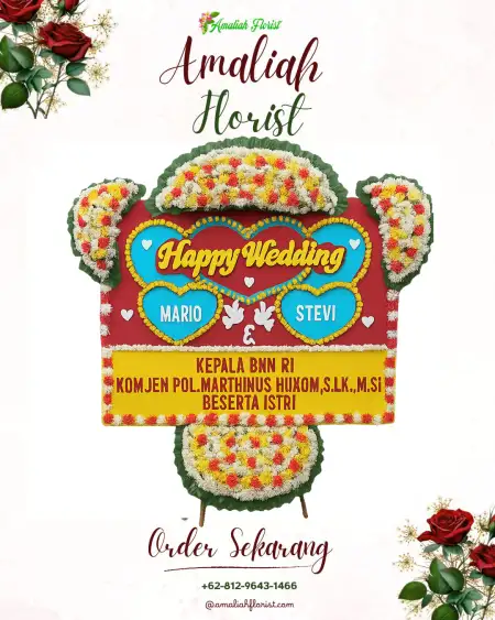 Papan Bunga Pernikahan Pagar Merbau
